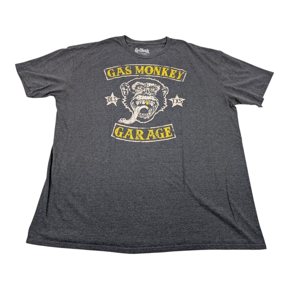 Gas Monkey Shirt Adult XXL Gray Mechanic Biker Motorcycle Grunge Skater Y2K